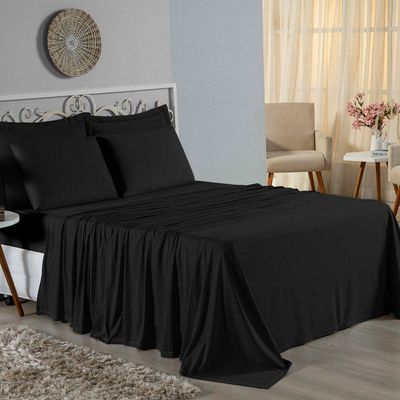 Lençol De Cima Casal Nobre 1 Peça 2,40m X 2,20m Malha 100% Algodão - Preto
