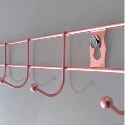 Cabideiro De Parede Rose Gold Suporte Aramado 8 Ganchos Multiuso