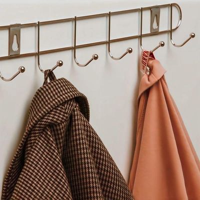 Cabideiro De Parede Rose Gold Suporte Aramado 8 Ganchos Multiuso