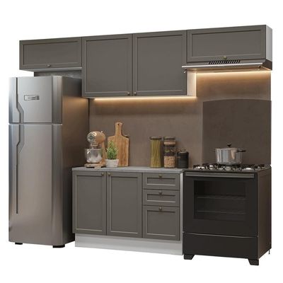 Armário De Cozinha Completa 280 Cm Vik Madesa 01 Branco/cinza