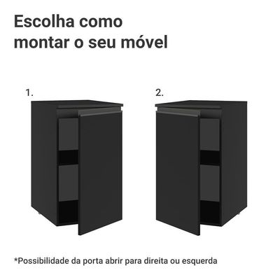 Balcão De Cozinha 40 Cm 1 Porta Suspenso Preto Nice Madesa Preto