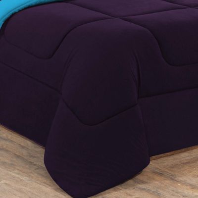 Edredom Malha 100% Algodão Gran Moratta 1 Peça Solteiro - Roxo /Azul Turquesa