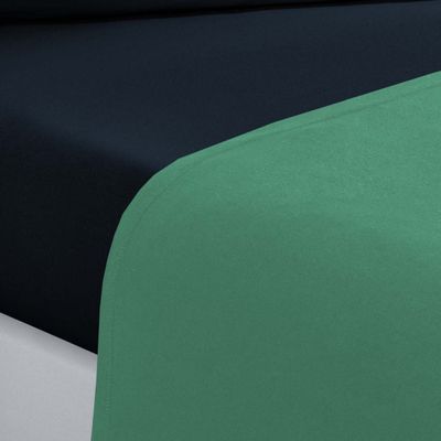 Jogo De Cama Malha Lençol 100% Algodão Gran Moratta 3 Peças Solteiro - Verde Jade/Azul Marinho