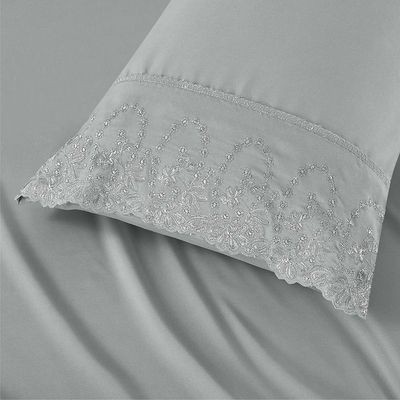 Jogo de Cama Lençol Queen Desirre 4 Peças - Cinza - 100% Poliéster