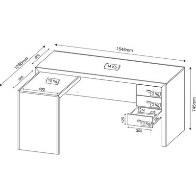 Mesa para Escritório Home Office ME4106 MDP Nogal - Gran Belo