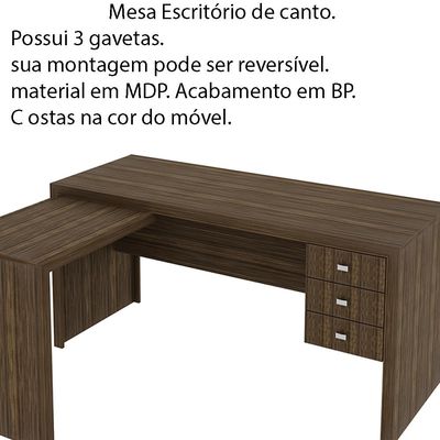 Mesa para Escritório Home Office ME4106 MDP Nogal - Gran Belo