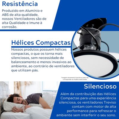 Ventilador de Teto Treviso Preto Bali Chave Parede Bivolt