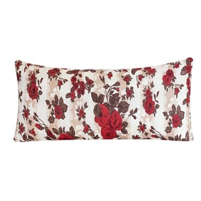 Capa Para Travesseiro De Corpo Xuxão Rafaela Estampada - Floral Vermelho/Marrom