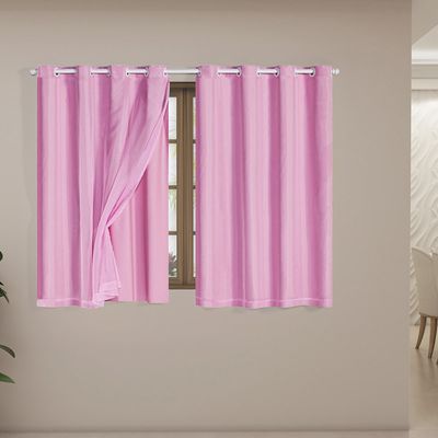 Cortina Blackout Voil Liso 2,80m x 1,60m Voil 100% Poliéster/Forro 100% PVC - Rosa
