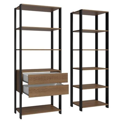 Guarda-roupa Closet Modulado Valencia 2 Gavetas 9 Prateleiras 129cm Madesa Rustic/preto