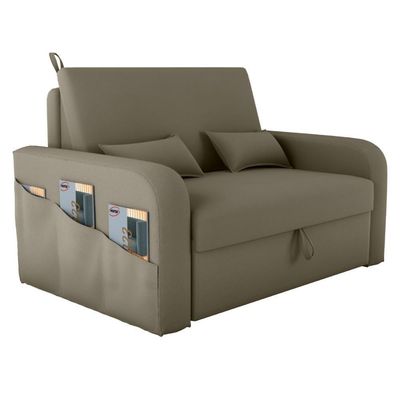 Sofá Cama 2 Lugares Com Baú Bannow Veludo Cappuccino