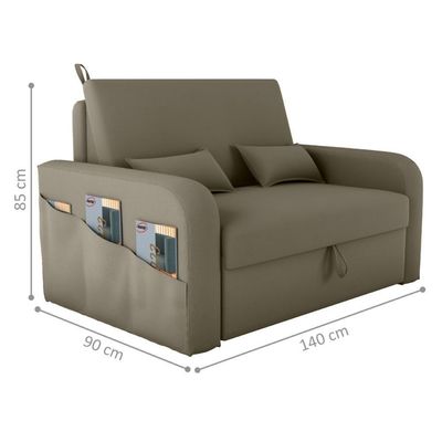 Sofá Cama 2 Lugares Com Baú Bannow Veludo Cappuccino