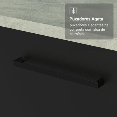 Armário De Cozinha Completa 190cm Com Cristaleira Agata Madesa Branco E Preto