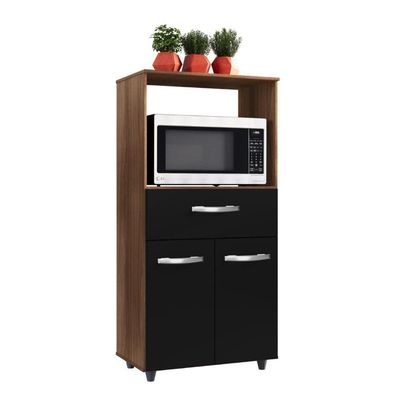 Balcão Multiuso Micro-ondas 2 Portas 1 Gaveta Savana Preto