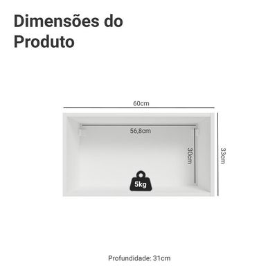 Armário Aéreo 60 Cm 1 Porta Basculante Branco-crema Vik Madesa Branco-crema