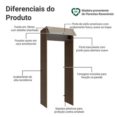 Porta-geladeira 83 Cm 1 Porta Basculante Rustic-crema Vik Madesa Rustic-crema