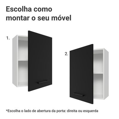 Armário Aéreo 50cm 1 Porta Branco/preto Agata Madesa Branco/preto