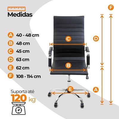 Kit 4 Cadeira Escritório Esteirinha Oficial Alta Preto