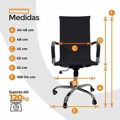 Kit 2 Cadeira Escritório Esteirinha Oficial Alta Preto Preto