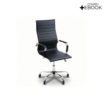 Cadeira De Escritório Esteirinha Oficial Ergonômi Alta Preto Preto
