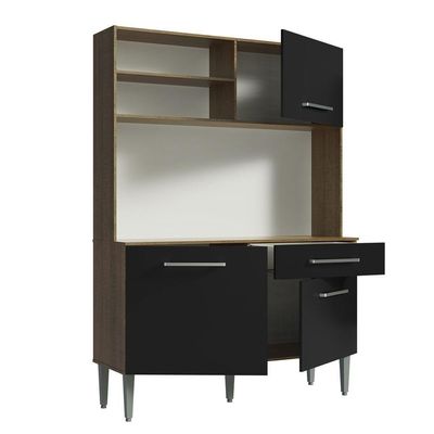 Cozinha Completa Compacta 120cm Life Rústico Preto Madesa
