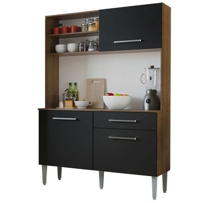Cozinha Completa Compacta 120cm Life Rústico Preto Madesa