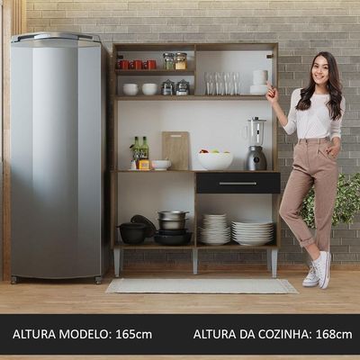 Cozinha Completa Compacta 120cm Life Rústico Preto Madesa