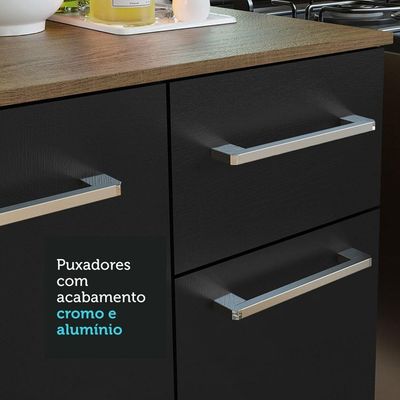 Cozinha Completa Compacta 120cm Life Rústico Preto Madesa