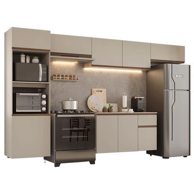 Armário De Cozinha Completa 340 Cm Suspenso Nice Madesa 02 Crema