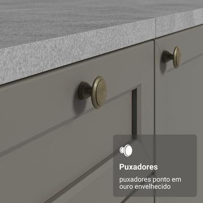 Armário De Cozinha Completa De Canto 399 Cm Branco/cinza Vik Madesa 01 Branco/cinza