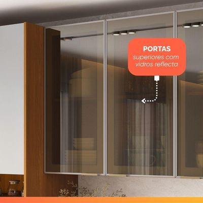 Armário De Cozinha Completa 4 Portas 4 Gavetas Lais Madeirado/fendi Madeirado / Fendi