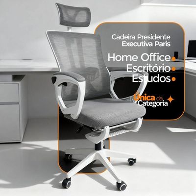 Cadeira De Escritório Presidente Oficial Paris Cinza