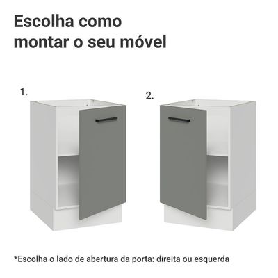 Balcão De Cozinha 50cm 1 Porta (sem Tampo) Bc Agata Madesa Branco/cinza