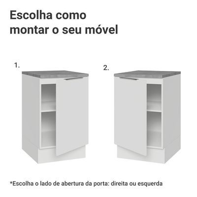 Balcão De Cozinha 50cm 1 Porta Branco Stella Madesa Branco