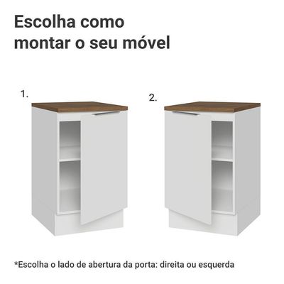 Balcão De Cozinha 50cm 1 Porta Bbr Stella Madesa Branco/rustic