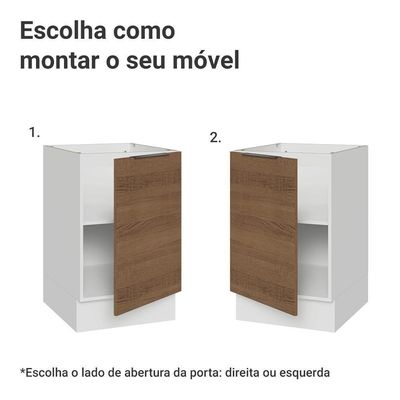 Balcão De Cozinha 50cm 1 Porta (sem Tampo) Br Stella Madesa Branco/rustic
