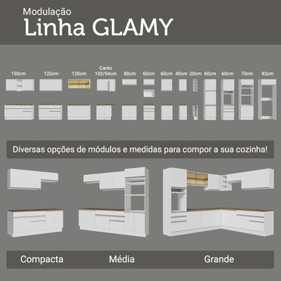 Balcão De Cozinha 50cm 1 Porta Bbr Glamy Madesa Branco/rustic