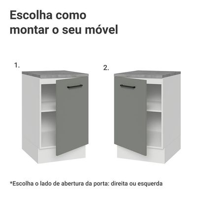 Balcão De Cozinha 50cm 1 Porta Branco/cinza Agata Madesa Branco/cinza