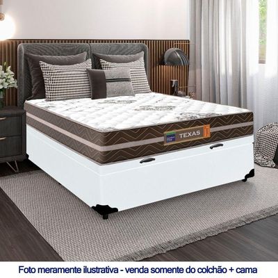 Cama Box Baú Casal Sintético + Colchão Molas Ensacadas Texas Prime Colchões 138cm - Suporta Até 120 Kg Por Pessoa Cor:br