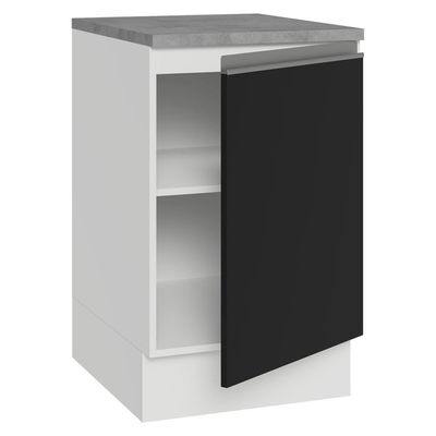 Balcão De Cozinha 50cm 1 Porta Bp Glamy Madesa Branco/preto