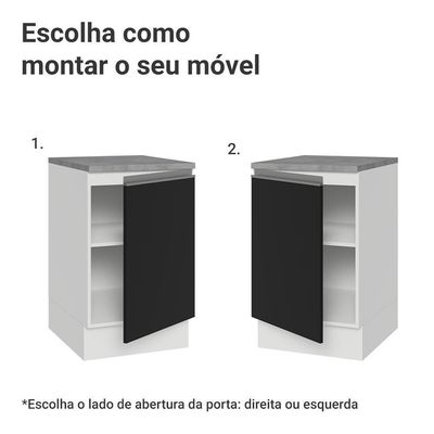 Balcão De Cozinha 50cm 1 Porta Bp Glamy Madesa Branco/preto