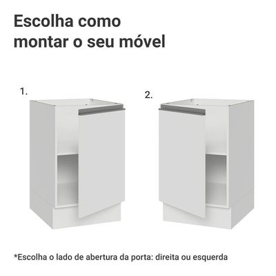 Balcão De Cozinha 50cm 1 Porta (sem Tampo) B Glamy Madesa Branco
