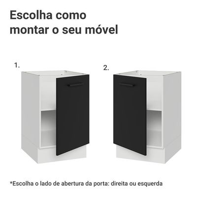 Balcão De Cozinha 50cm 1 Porta (sem Tampo) Bp Agata Madesa Branco/preto