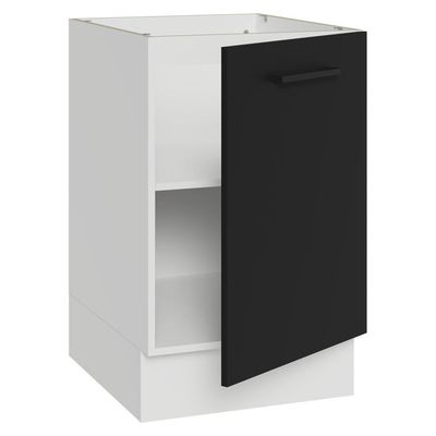 Balcão De Cozinha 50cm 1 Porta (sem Tampo) Bp Agata Madesa Branco/preto