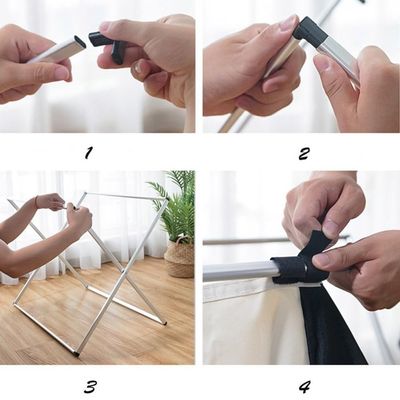 Cesto De Roupa Suja Duplo Cromado Organizador Roupeiro Para Lavanderia Quarto E Banheiro