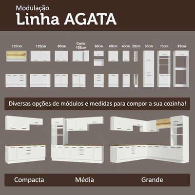 Balcão De Cozinha 50cm 1 Porta Bbr Agata Madesa Branco/rustic