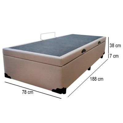 Cama Box Baú Solteiro Sintético Mega Cama Bege 88x188x45cm