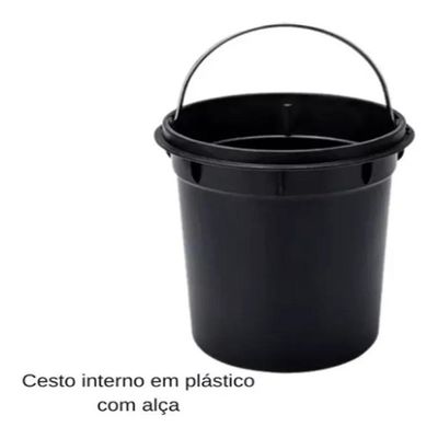 Lixeira Inox 8 Litros Luxo Pedal Cesto Lixo Removivel Retro Vintage Banheiro 8l Prateada