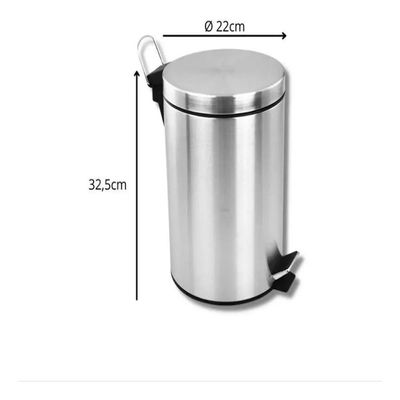 Lixeira Inox 8 Litros Luxo Pedal Cesto Lixo Removivel Retro Vintage Banheiro 8l Prateada