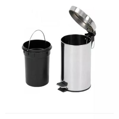 Lixeira Inox 8 Litros Luxo Pedal Cesto Lixo Removivel Retro Vintage Banheiro 8l Prateada
